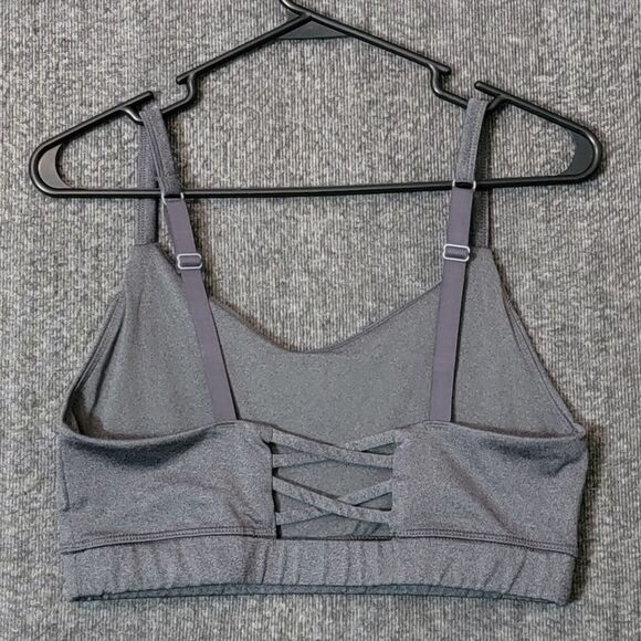 Athletic Works Sports Bra Womens L 12 - 14 Gray Core Active Lattice Back Cami - Picture 3 of 5